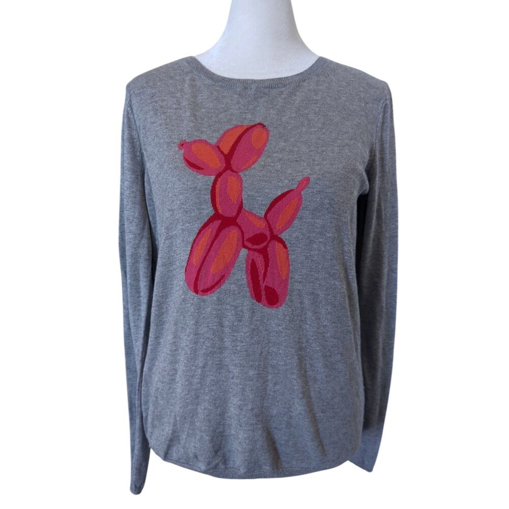 Anthropologie Lisa Todd Balloon Animal Grey Cotton Cashmere Knit Sweater XS